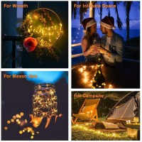 Qitong 4 Pack Solar Fairy Lights For Outside Waterproof Each 33Ft 100 Led Outdoor Solar String Lights 8 Modes Copper Wire Sola