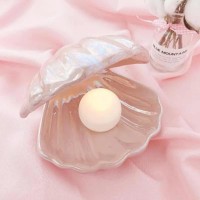 Yyss Japanese Style Ceramic Shell Pearl Night Light Streamer Mermaid Fairy Lamp For Bedside Home Decoration Xmas Gif (Pink)