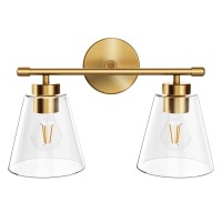 Hamilyeah Bathroom Vanity Light Fixtures Over Mirror 2 Light Wall Light Fixture With Clear Glass Shade Gold Sconces Wall Light