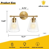 Hamilyeah Bathroom Vanity Light Fixtures Over Mirror 2 Light Wall Light Fixture With Clear Glass Shade Gold Sconces Wall Light