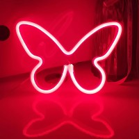 Jywj Butterfly Neon Signs,Usb Or 3-Aa Battery Powered Neon Light,Led Lights Table Decoration,Girls Bedroom Wall D