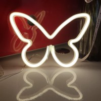 Jywj Butterfly Neon Signs,Usb Or 3-Aa Battery Powered Neon Light,Led Lights Table Decoration,Girls Bedroom Wall D