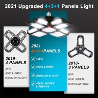 Atokit Led Garage Light 180W Deformable Garage Lights Ceiling Led, 13 Leafs Garage Lighting With 12 Adjustable Panels 6500K Daylight Led Shop Lights For Workshop, Garage, Basement, Garden