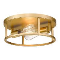 Hanass Gold Flush Mount Ceiling Light Fixture 12 Inch Modern Gold Finish 2Light Dimmable Quick Installation Perfect For Li