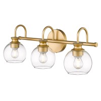 Hanass Gold Bathroom Light Fixtures, 21 Inch 3-Light Globe Bathroom Vanity Light With Glass Shade In Gold Finish, Mba1237