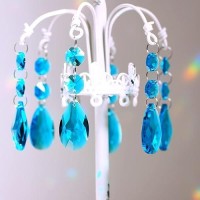 Goldenhaitai 20Pcs Teardrop Chandelier Lighting Crystals Pendant Accessories Almond Prism Pendant Connected Glass Octagon Beads