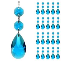 Goldenhaitai 20Pcs Teardrop Chandelier Lighting Crystals Pendant Accessories Almond Prism Pendant Connected Glass Octagon Beads