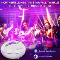 Star Porjector Night Light Galaxy Northern Lighting Lamp With Bluetooth Music Speaker Remote Control Aurora Sky Ambiance For Kids Bedroom Patry Home Decor (White)