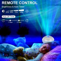 Star Porjector Night Light Galaxy Northern Lighting Lamp With Bluetooth Music Speaker Remote Control Aurora Sky Ambiance For Kids Bedroom Patry Home Decor (White)