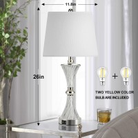 Touch Control Table Lamp For Bedrooms 3 Way Dimmable White Drum Shade Modern Bedsides Nightstand Lamp Set Of 2 With 2 Usb Charging Port(Bulbs Included)