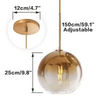 Kco Lighting 1Light Modern Glass Pendant Lights Large Gold Globe Pendant Light Mid Century Single Pendant Light Kitchen Island