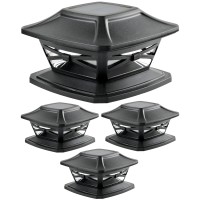 Davinci Lighting Flexfit Solar Outdoor Post Cap Lights - Includes Bases For 4X4 5X5 6X6 Wooden Posts - Bright Led Light - Slate Black (4 Pack)