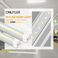 Onlylux 8Ft Led Shop Light 90W 12000Lm 5000K 8 Foot Led Shop Light Fixture V Shape Bulbs For Garage 8 Ft Led Lights Plug A