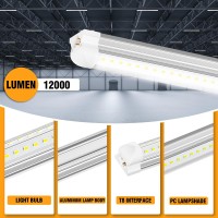 Onlylux 8Ft Led Shop Light 90W 12000Lm 5000K 8 Foot Led Shop Light Fixture V Shape Bulbs For Garage 8 Ft Led Lights Plug A