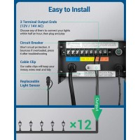 Dewenwils 200W Low Voltage Landscape Transformer With Timer And Photocell Sensor, 3 Individually Controlled Outputs, 120V Ac To 12V/14V Ac, Weatherproof For Landscaping Light, Spotlight, Etl Listed