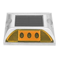 Zerone Led Road Reflector, 2-Sided Solar Power Ground Marker Lights Waterproof Road Ground Light Outdoor Driveway Road Highway Spike Lamp(Yellow)