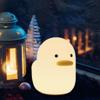 Yesinaly Duck Night Light Duck Lamp Cute Animal Silicone Nursery Rechargeable Table Bedside Lamp Timer Setting With Touch Sensor