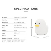 Yesinaly Duck Night Light Duck Lamp Cute Animal Silicone Nursery Rechargeable Table Bedside Lamp Timer Setting With Touch Sensor