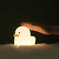 Yesinaly Duck Night Light Duck Lamp Cute Animal Silicone Nursery Rechargeable Table Bedside Lamp Timer Setting With Touch Sensor