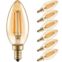 Torchstar Dimmable E12 Led Candelabra Bulb, Ul Listed, Led Chandelier Light Bulbs, 4.5W(40W Eqv.), 350Lm, Filament Candle Bulb C11, Ceiling Fan Light Bulbs, Amber Glass, 2200K Amber Warm, Pack Of 6