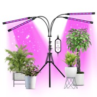 Ipower Full Spectrum Led Grow Indoor Plants With Stand (Adjustable Tripod Gooseneck, 3 Light Modes&10 Dimmable Levels, Auto 4H/8H/12H Timer, Red&Blue