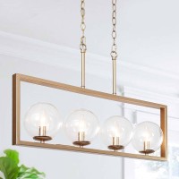 Gold Chandelier, 4-Light Modern Chandelier Light Fixture, 30