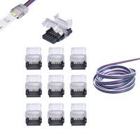 Led Connector For Non-Waterproof 5-Pin 12Mm Rgbw-Rgbww-5050 Led Strip-To-Wire Quick Connector Without Strips, Includes 6.56Ft 20Awg Extension Cable (Pack Of 10)