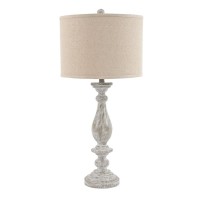 Illuminate your bedroom decor setting by bringing in this contemporary style inspired Table Lamp which comes with round fabric shade and rests on pedestal base Incorporated with a 3 way switch it is accented in the hue of washed white finish