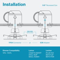 Sunco 5/6 Inch Led Recessed Downlight, Gimbal, Selectable Light, 5 Colors (2700K/3000K/3500K/4000K/5000K), 12W=60W, Dimmable, Adjustable, Damp Rated, Simple Installation - Ul