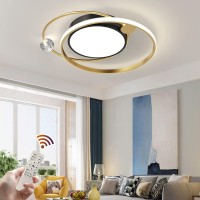 Eiinee Modern Ceiling Light, Dimmable Led Round Ceiling Lamp Fixture, Gold Rings Acrylic Flush Mount Ceiling Chandeliers For Bedroom Living Room Kitchen (52W,3000K-6000K)