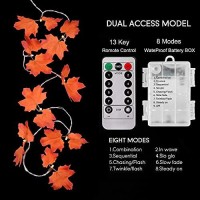 Maple Leaves Fall String Lights - 40Leds 20Ft6M Thanksgiving Day Decorations Waterproof Battery Powered Indooroutdoor Lighted Garland With Remote Control Timer For Halloween, Christmas, Home, Yard