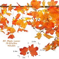 Maple Leaves Fall String Lights - 40Leds 20Ft6M Thanksgiving Day Decorations Waterproof Battery Powered Indooroutdoor Lighted Garland With Remote Control Timer For Halloween, Christmas, Home, Yard