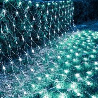 Kemooie Outdoor Christmas Net Lights, 198 Leds 9.8Ft X 6.6Ft Net Lights, 8 Twinkle Modes Plug In Mesh Lights For Christmas Tree Bushes Wrap Garden Decorations (White)