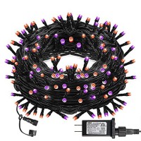 Dazzle Bright Halloween 300 Led String Lights, 100Ft String Lights With 8 Lighting Modes, Halloween Decorations For Party Carnival Supplies, Outdoor Yard Garden Decor (Purple & Orange)