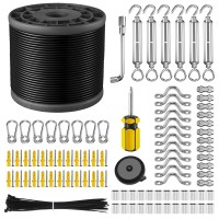 Nereus String Light Hanging Kit With 250 Ft Vinyl Coated 304 Stainless Steel Cable String Light Suspension Kit Guide Wire With