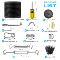 Nereus String Light Hanging Kit With 250 Ft Vinyl Coated 304 Stainless Steel Cable String Light Suspension Kit Guide Wire With