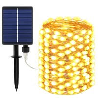 Bolweo Upgrade Warm White Solar String Lights Outdoor 200 Oversize Lamp Solar Fairy Lights 66Ft Led Starburst Waterproof For Garden Patio Backyard Tree Halloween Diwali Christmas Decorations