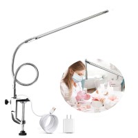 Brokimis Desk Light With Clamp, Usb Led 8W Clip Nail Desk Lamp Eye Care Flexible Gooseneck 360 Clamp Light For Manicure Reading Eyebrow Office Tattoo