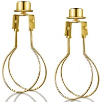 Honoson 2 Pieces Bulb Lamp Shade Light Bulb Lamp Shade Clip On Lampshade Adapter Includes Finial And Lampshade Levellers For Lamp Shade Replacement (Gold)