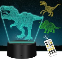 3D Dinosaur Night Light For Kids,Acrylic Night Light 3-Pattern & 16 Colors Change Decor Led Bedside Night Lamp With Remote Control Suitable For Bedroom,Dinosaur Christmas Gifts Toys For Boys Girls