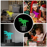 3D Dinosaur Night Light For Kids,Acrylic Night Light 3-Pattern & 16 Colors Change Decor Led Bedside Night Lamp With Remote Control Suitable For Bedroom,Dinosaur Christmas Gifts Toys For Boys Girls