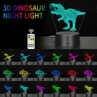 3D Dinosaur Night Light For Kids,Acrylic Night Light 3-Pattern & 16 Colors Change Decor Led Bedside Night Lamp With Remote Control Suitable For Bedroom,Dinosaur Christmas Gifts Toys For Boys Girls