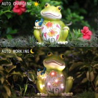 Ivcoole Outdoor Frog Sculptures Solar Resin Garden Outdoor Statues Christmas Decorations Frog Gifts Sculptures Decorations For H