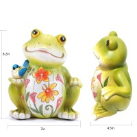 Ivcoole Outdoor Frog Sculptures Solar Resin Garden Outdoor Statues Christmas Decorations Frog Gifts Sculptures Decorations For H