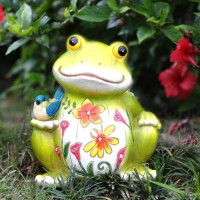 Ivcoole Outdoor Frog Sculptures Solar Resin Garden Outdoor Statues Christmas Decorations Frog Gifts Sculptures Decorations For H