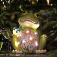 Ivcoole Outdoor Frog Sculptures Solar Resin Garden Outdoor Statues Christmas Decorations Frog Gifts Sculptures Decorations For H