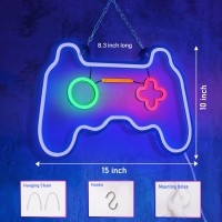 Solidee Led Dimmable Neon Signs Wall Decorations For Living Room|Bedroom Gamepad Controller Shape Neon Sign Lights Game Room Decor Accessories Cool Teen Boys|Girls|Kids Gamer Gifts