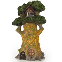 Vp Home Mystical Treehouse Solar Light For Home And Outdoor Decor, Mystic Treehouse Solar Powered Flickering Led Garden Light Treehouse Backyard Halloween Decoration