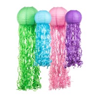 Jellyfish Paper Lanterns 4 Pack Multiple Sizes And Colors Mermaid Under The Sea Ocean Birthday Party Decorations Supplies Easy Setup Room D?Or