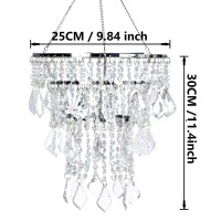 Cioceen Acrylic Chandelier Lampshade Crystal Beaded Fixture Pendant Ceiling Light Shade For Wedding Bedroom Centerpiece Lampshade With Acrylic Jewel Droplets H11.5